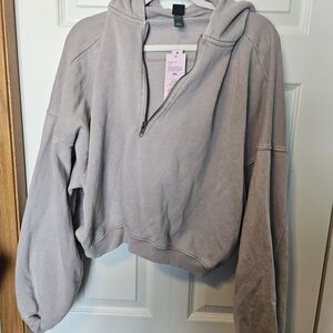 Wild Fable Women's Light Gray Half-Zip Hoodie